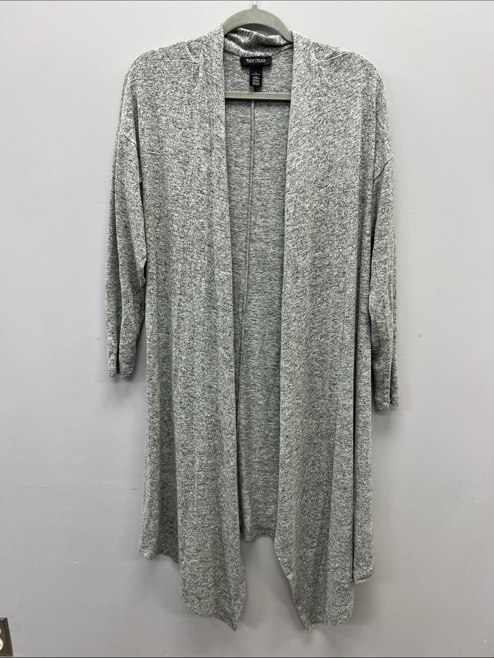 White House Black Market Heather Gray Open-Front Long Cardigan